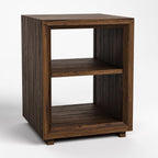 Stickley Saranac Side Table, End Table, Solid Rustic Walnut, Sustainable Construction, Open Back, Adjustable Shelf, Sled Base, 19in W x 18in D x 26in H, Made in USA