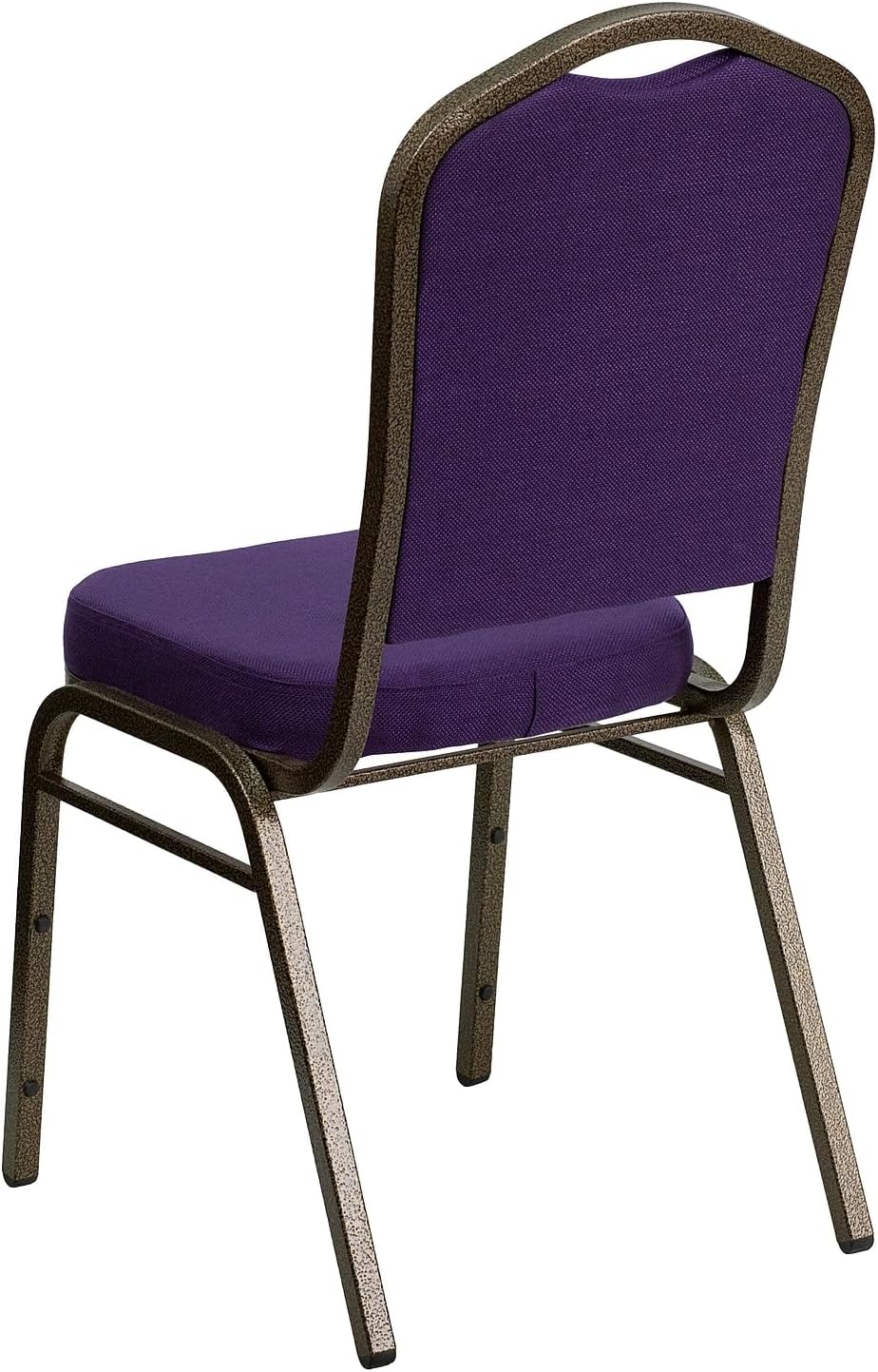 Flash Furniture 4 Pack HERCULES Series Crown Back Stacking Banquet Chair in Purple Fabric - Gold Vein Frame