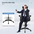 400lbs Ergonomic Drafting Tall Office Chair for Adjustable Standing Desk with Flip-Up Arms, Headrest (with Footring, Black)