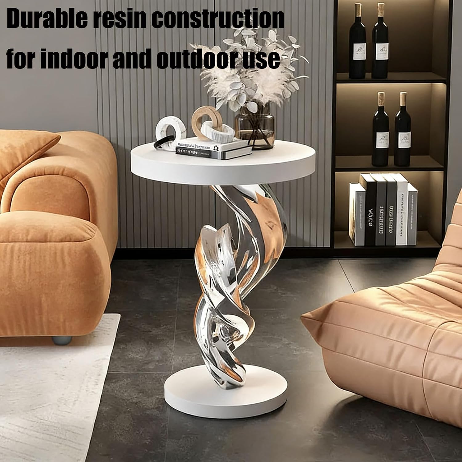 Modern Simple End Side Table,Abstract Art Side Table,Bedside Tables for Small Spaces,Resin Sculpture Side Tables,Elegant Nightstand,Sculpture Accent Bedside Tables for Living Room,Bedroom,Gol