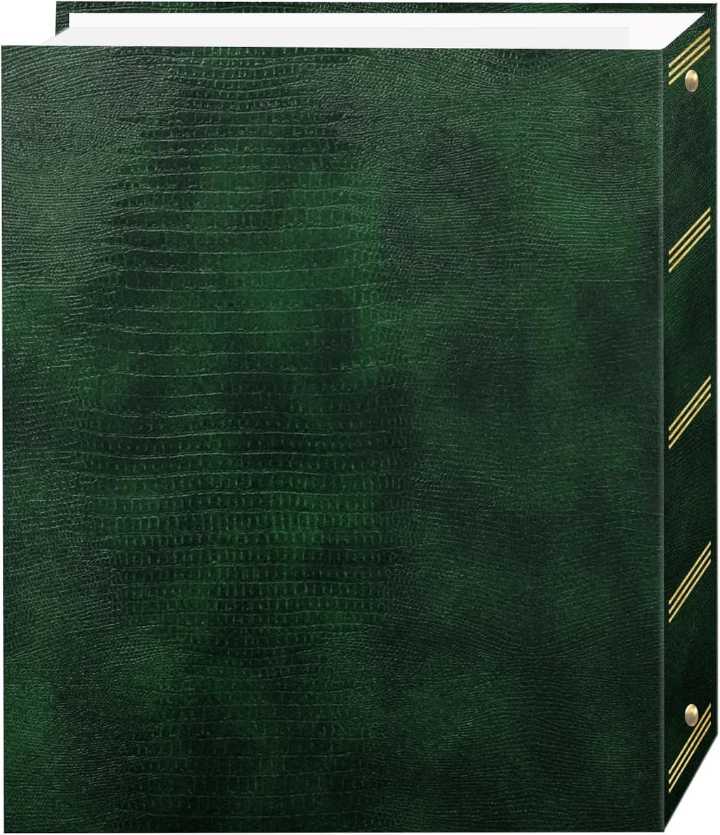 Magnetic Self-Stick 3-Ring Photo Album 100 Pages (50 Sheets), Hunter Green