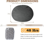 CangLong Large Bean Bag Chair with Filler, Plush Fluffy Shell Design Lounger for Adults, Ergonomic Reading Gaming Chair for Bedroom, Living Room, Dorm, Game - Dark Grey, 400lbs Support