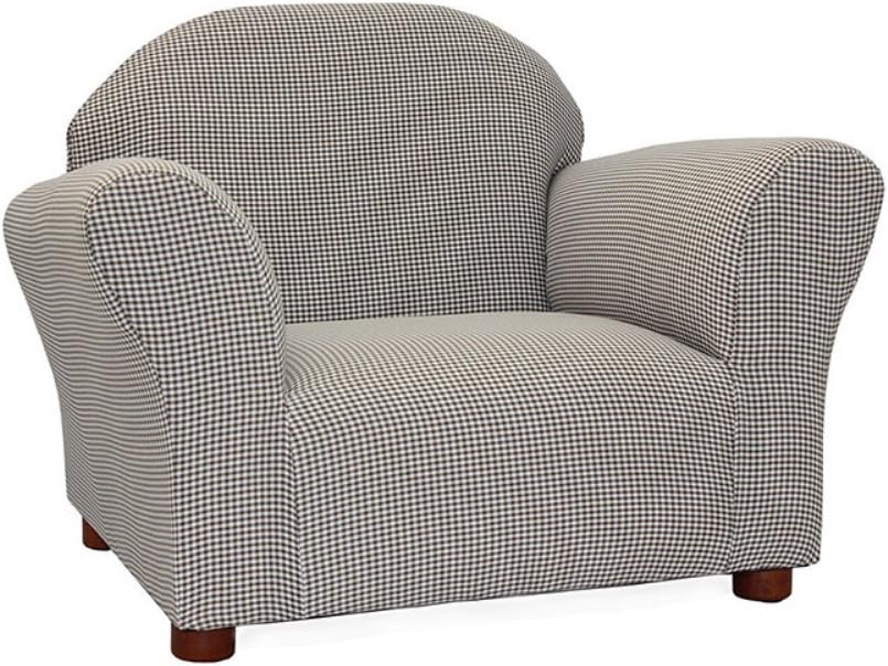 Keet Roundy Gingham Chair for Kids Upholstered Toddler Armchair for Ages 2–5, Sturdy Wooden Frame, Soft Durable Cotton Fabric, Lightweight, Fully Assembled, Ideal for Playrooms, Nurseries & Bedrooms.