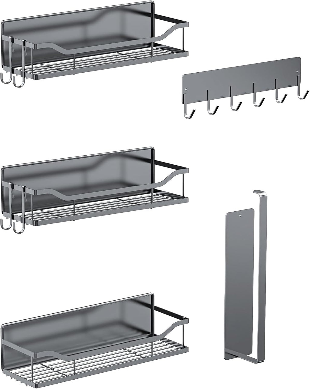 Multifunctional Magnetic Shelf for Washing Machine, Refrigerator, Microwave, and Any Metal Surface, Powerful Magnetic Shelves Include Magnetic Paper Towel Holder, Unique Hollow Design (5 pcs - Grey)