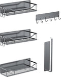 Multifunctional Magnetic Shelf for Washing Machine, Refrigerator, Microwave, and Any Metal Surface, Powerful Magnetic Shelves Include Magnetic Paper Towel Holder, Unique Hollow Design (5 pcs - Grey)