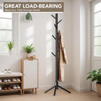Hupmad Wooden Tree Coat Rack Stand,Sturdy Freestanding Coat Rack with 8 Hooks,3 Adjustable Height for Child Adult,Wood Coat Stand Tree Fits Entryway Bedroom Office for Bags,Hats, 2 Pack