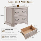 T4TREAM 30" Farmhouse Nightstand Set of 2 w/Charging Station | Large End Table, 2 Spacious Drawers Bedside Table, Wooden Night Stand for Bedroom, Living Room, White Alder
