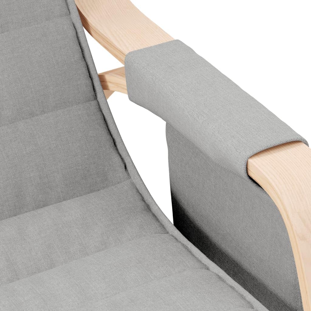 Modern Rocking Chair for Living Room, Comfortable Nursery Glider with Padded Armrests, Sturdy Birch Wood Frame, Breathable Fabric Seat for Bedroom, Light Gray