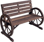 Outdoor Patio Bench for Garden with Carbonized Finish, Solid Fir Wood 550lb Capacity 2-Person
