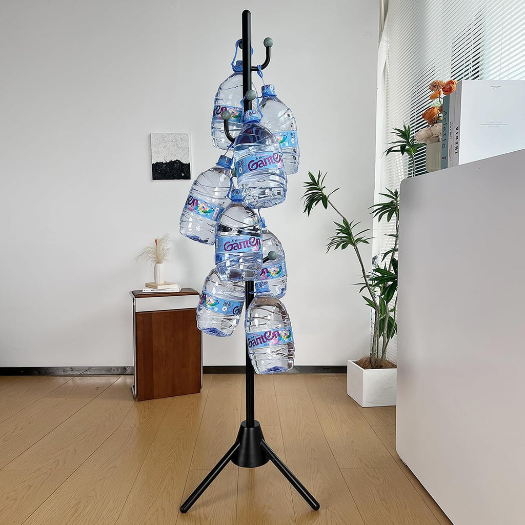 Heavy Duty Anti-Tip Coat Rack with 8LB Stable Weighted Base, [80LB Load Tested] Metal Standing Tree with 8 Hooks, 3-Height Adjustable Space Saving Clothes Organizer for Entryway, Bedroom, Office