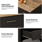 4 EVER WINNER 53" Kitchen Island Cart with Hidden Trash Storage, 3-Tier Spice Rack & Adjustable Shelves, Mobile Kitchen Counter on 5-Wheel Casters, Black