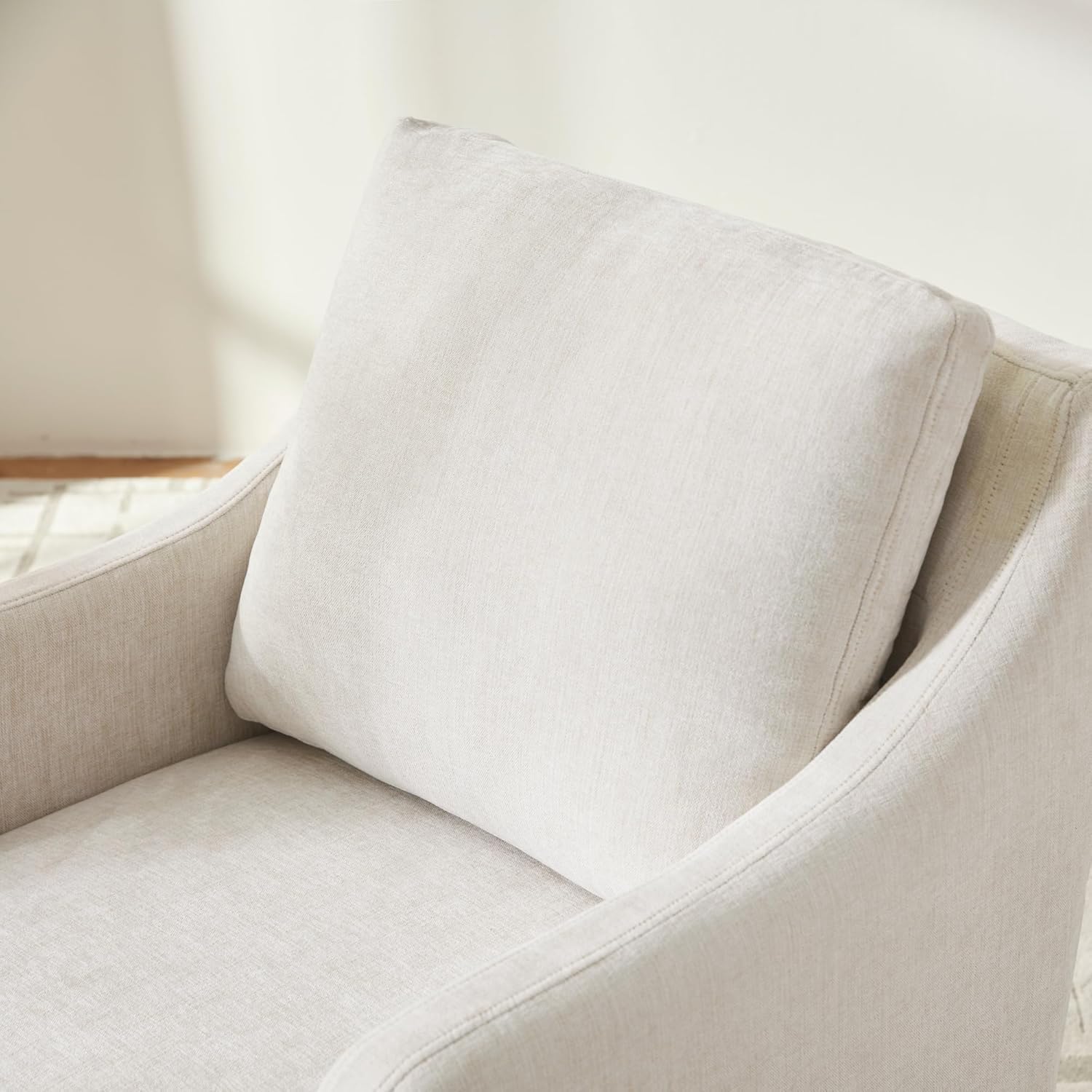 VKNOW Upholstered Dining Chairs Set of 6, Modern Kitchen Chairs Dinner Chairs with 4 Casters, Chenille Armchair for Bedroom Reading Room Living Room, Beige