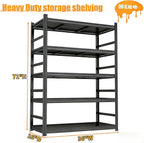 Garage Shelving Heavy Duty Metal Shelving 36" W x 16" D x 72" H 3000LBS Storage Shelves Adjustable Metal Shelves for Storage Industrial Garage Shelf for Warehouse Basement 5-Tier Black