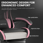 Gaming Chair with Footrest, Ergonomic Gaming Chair, Computer Chair with Lumbar Support, Headrest, Height Adjustable PC Chairs with 360° Swivel Seat for Office or Gaming Blackpink