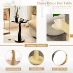 Flower Side Table with Round Base,Wooden Sofa Coffee Table for Living Room Bedroom Entryway(17″W×20″H, Green)