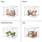 HOYOJA Clear Acrylic Display Case, Large Stackable Storage Bins Magnetic Attraction Lids, 5 Pack Acrylic Box Showcase for Collectibles, Figures, Cosmetic, Purse, Handbag, Wallet, 10.7x8.6x14.2 inch