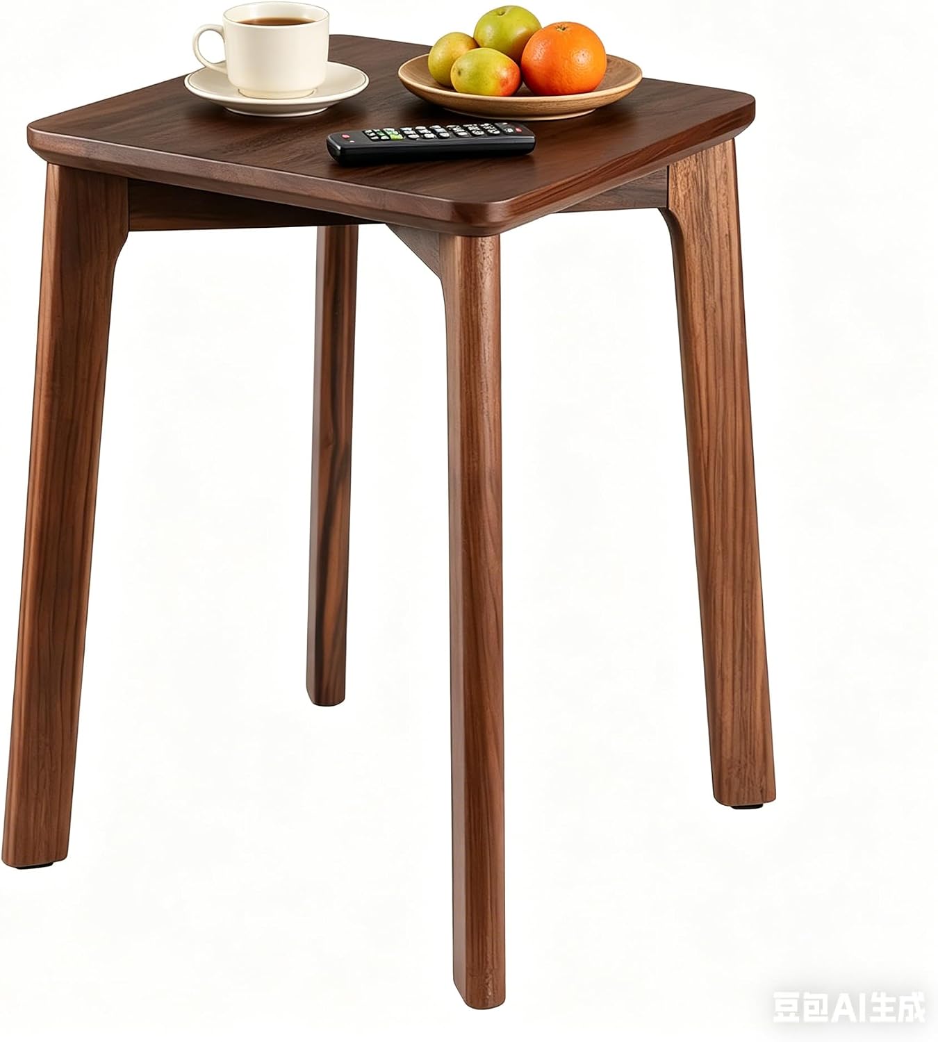 Walnut Wood Mini Square Coffee Table, 12"x12"x17.7" Small Side End Table for Bedside, Sofa Side, Balcony