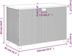 Patio Storage Box Gray Poly Rattan Resin Wicker Bench with Acacia Wood Lid 43.3"x21.7"x24.8" Weather Resistant Outdoor Deck Cushion Chest for Garden Backyard Porch