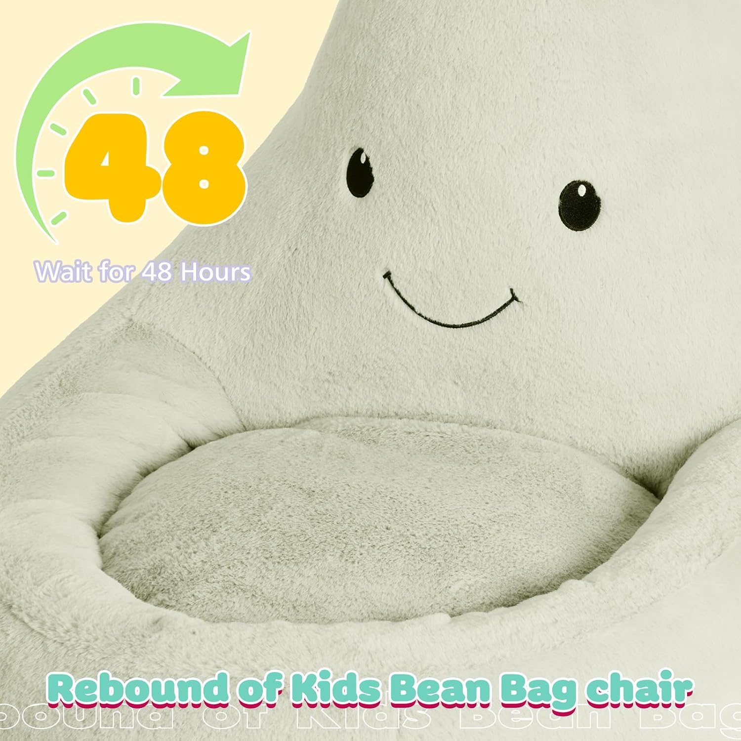 DUMOS Kids Bean Bag Chair, Stuffed Toddler Couch with Faux Rabbit Fur Cover for Teens & Kids, Comfy Lazy Sofa Chair for Reader, Living Room, Bedroom, Aged 4-12 Years, 31 Inch, Green