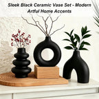 Upgraded Ceramic Vases Set for Home Decor, 3 Piece Modern Neutral Room Decor Desk Vase Bedroom Decor Flower Vase for Table Shelf Office Kitchen, Happy Birthday Gifts for Women Mom Men (Mix-3Pcs)