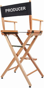 Filmcraft Professional Grade Studio Director's Chairs (30" Bar Height, Natural Finish, Printed Producer Canvas)