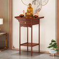 Meditation Table, Altar Cabinet with Pull-Out Storage Board, Personal Shrine Stand for Homes and Temples