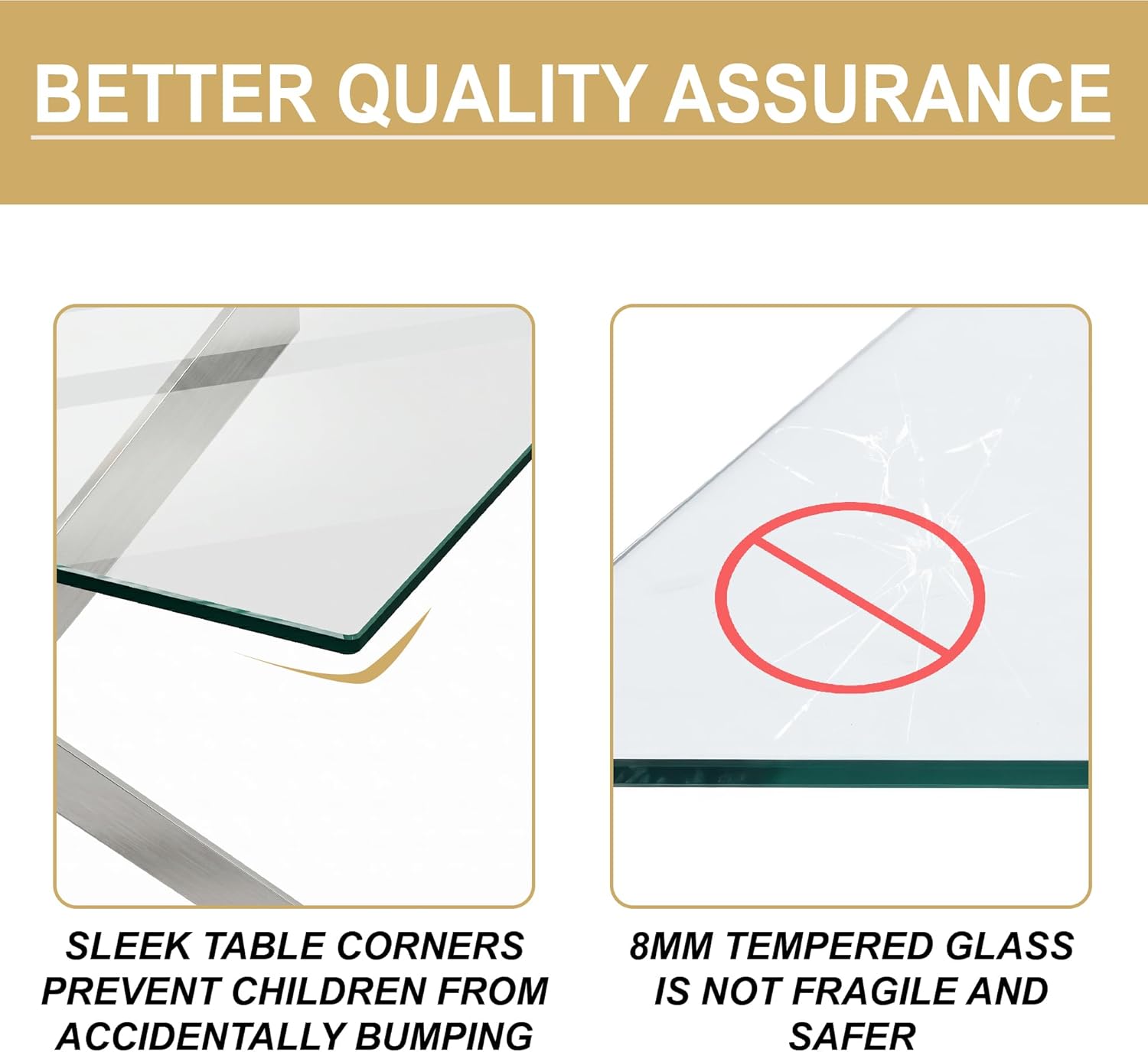 5 Piece Glass Dining Table Set for 4, Modern Kitchen Table and Chairs Set, Tempered Glass Table with 4 Upholstered Chairs, Space-Saving Dining Set for Small Apartment, Kitchen (Silver&White)