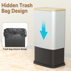 2.1 Gal Slim Bathroom Trash Can with Swing Lid, Rustproof Stainless Steel Small Garbage Can for Narrow Spaces & Toilet Side, Dog Proof Odor Control Waste Basket for Bedroom/Office, White