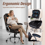 Giantex Executive Office Chair, Leather Ergonomic Computer Desk Chair w/Rocking Function, Padded Seat & Arms, Height Adjustable Gaming Chairs, High Back Rolling Swivel Chair for Home Office (Espresso)
