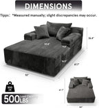 Sytopia Chaise Lounge with Armrests, Oversized Sofa Bed with 3 Pillows, Cozy Couch, Sleeper Reading Chair for Living Room Bedroom, Floor Sofa Corduroy, Furniture Sala, Volcanic Ash