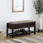 End of Bed Wood Bench for Bedroom, Mid Century Retro Upholstered 35.4'' Wooden Storage Shoe Bench Ottoman for Entryway, Hallway, Bedroom.