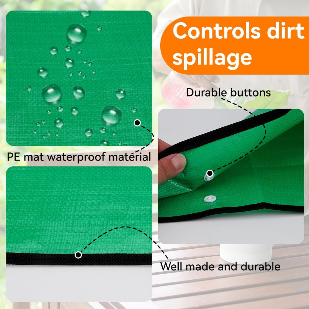Repotting Mat for Indoor Plant Transplanting and Mess Control Thickened Waterproof Potting Tray Foldable Potting Mat Portable Gardening Mat Garden Gifts(26"x 26") Green