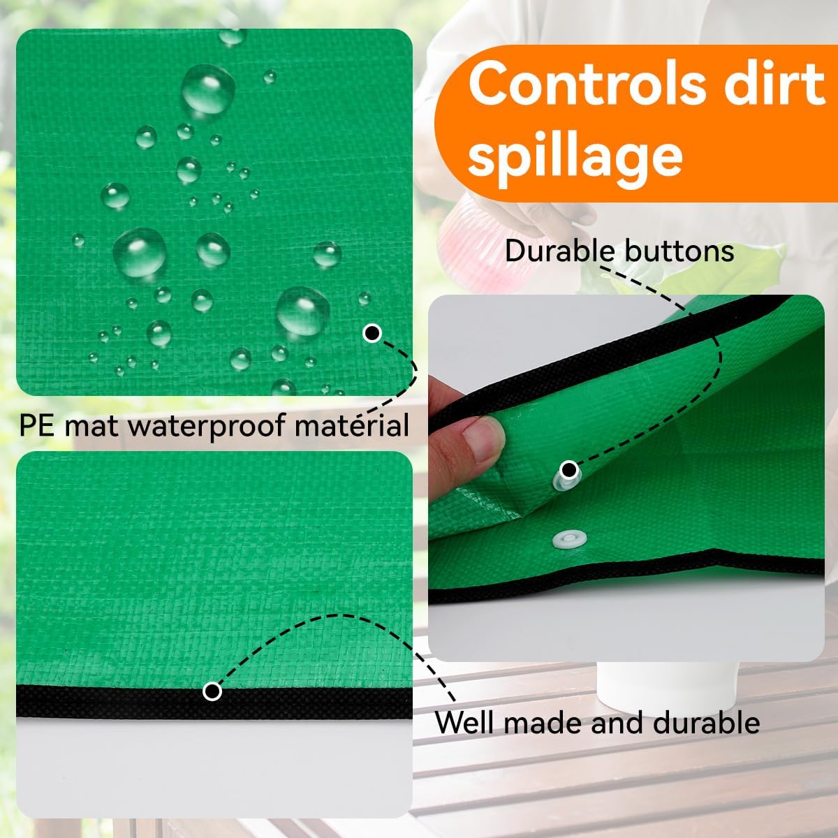 Repotting Mat for Indoor Plant Transplanting and Mess Control Thickened Waterproof Potting Tray Foldable Potting Mat Portable Gardening Mat Garden Gifts(26"x 26") Green