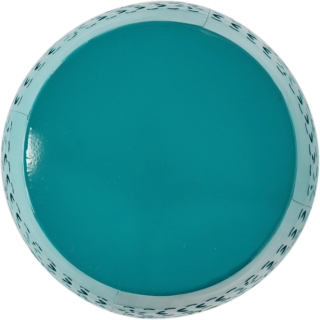 12" Metal Side Table with Floral Cutout for Balcony & Patio: 50 lbs Capacity, Rust-Resistant Teal Finish - No Assembly Required for Instant Decor Upgrade