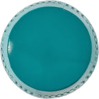 12" Metal Side Table with Floral Cutout for Balcony & Patio: 50 lbs Capacity, Rust-Resistant Teal Finish - No Assembly Required for Instant Decor Upgrade