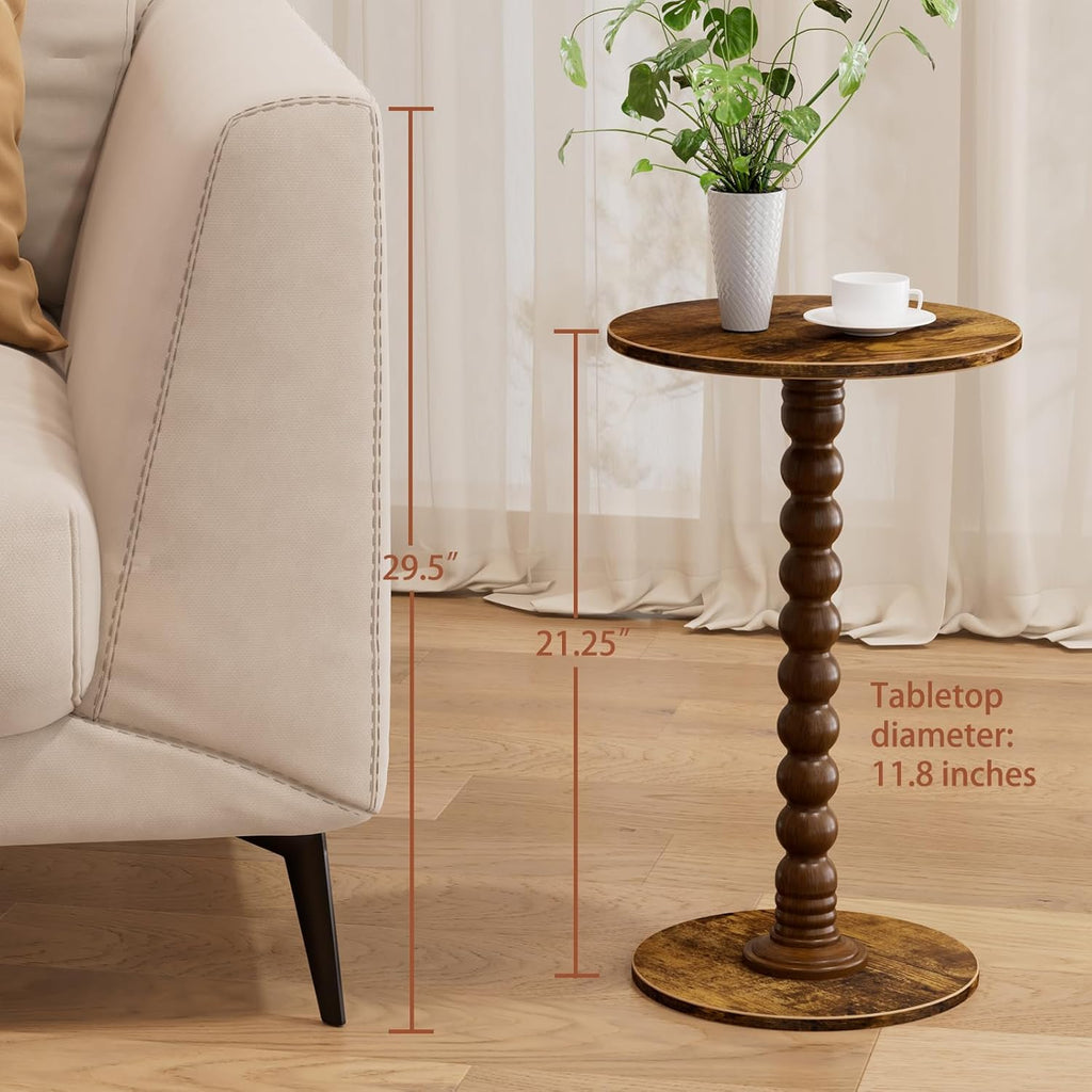 Drink Table, Drink Tables for Small Spaces, Modern Accent Nightstand with Solid Wood Leg for Living Room, Bathroom, Bedroom