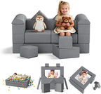 TOLEAD 11PCs Play Couch Sofa for Kids Imaginative Furniture Play Set for Creative Kids,Toddler to Teen Bedroom Furniture,Girls and Boys Playroom Sofa (Grey, 11PCs Play Couch)