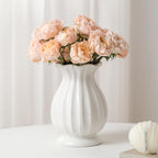 White Ceramic Vase, 7.8 Inch Flower Vase Home Decor Modern Decorative Vases for Bouquet, Unique Vases for Farmhouse Living Room Cabinet Table Centerpieces Wedding Decorations