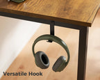 Casaottima 40 Inch Small Computer Desk for Home Office, Study Writing Table for Small Spaces, Simple Modern Desk with Headphone Hooks, Vintage