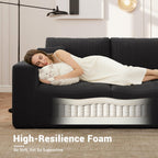 Modular Sleeper Sofa Couch Modern Sectional Couches for Living Room - 79" L-Shaped Boneless Cloud Couch - Easy Assembly Corduroy Convertible Sponge Compression Sofas with Chaise for Home House(Black)