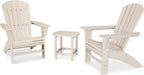 POLYWOOD Nautical 3-Piece Curveback Adirondack Chair Set with Side Table