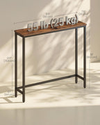 VASAGLE BARNET Collection - Console Table, Thin Narrow Entryway Doorway Table, One Piece Top, for Hallway Bedroom, Steel Frame, Modern, 1 Tier, Rustic Brown and Ink Black ULNT035KD01S