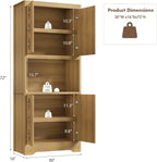 GarveeHome 72" Tall Pantry Cabinet with Carved Door, Kitchen Storage Cabinet with Shelf for Microwave, Freestanding Wooden Cupboard with Crystal Handle, for Dining Living Room, Light Oak
