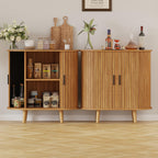 31.5" Buffet Cabinet,Sideboard Buffet Cabinet with Storage,Sideboard Console Table with Sliding Door & Adjustable Shelf,Curved Edge Sideboard Cabinet for Living Room, Kitchen(Natural)