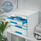 Leitz 52142036 A4 "Wow" Cube 5 Drawers Filling Unit - White/Blue