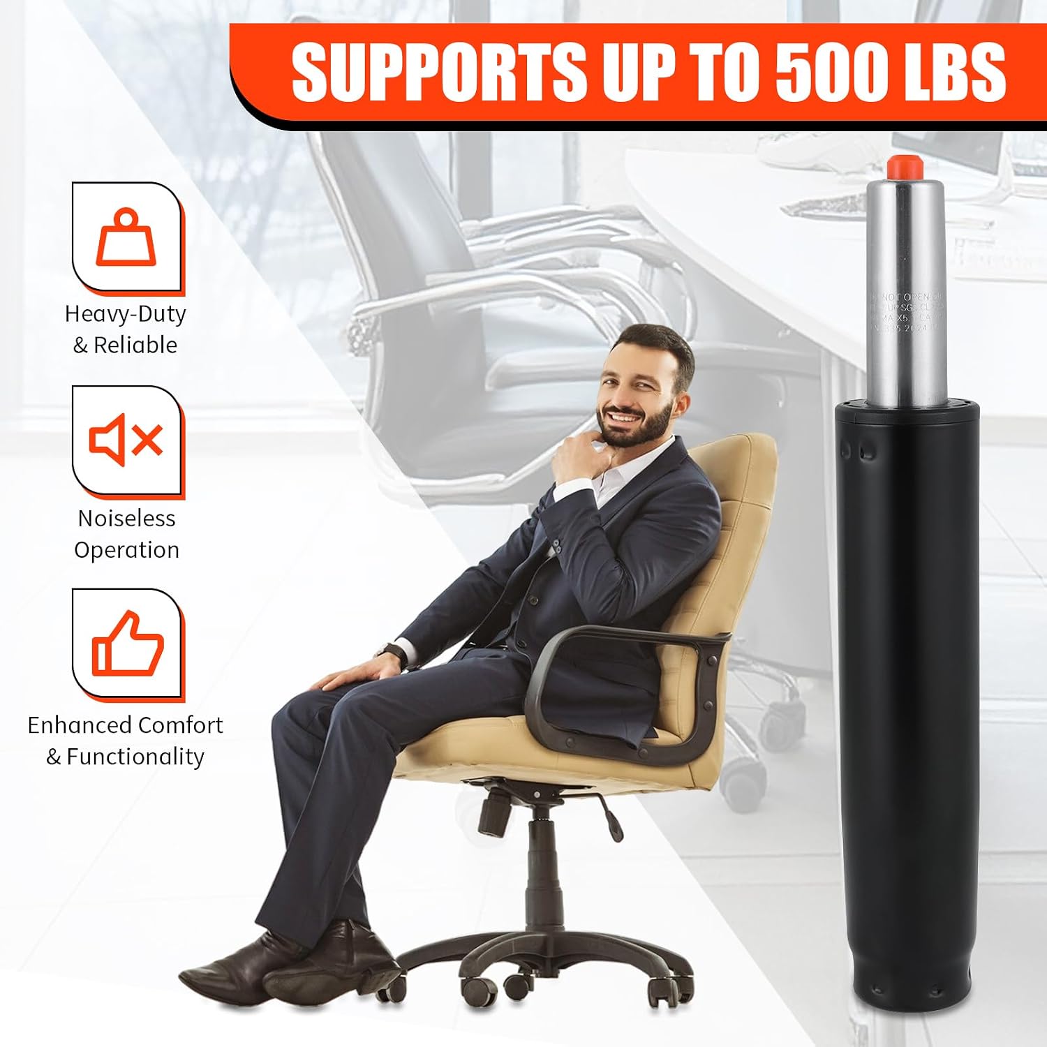 Universal Office Chair Gas Lift Cylinder Replacement, 5.5" Long Stroke Gas Lift, Heavy Duty Gas Lift Hydraulic/Pneumatic Piston for Office Chair/Gaming Chair