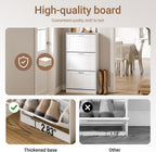SoBuy Shoe Storage Cabinet Entryway, Freestanding Shoe Cabinet with 3 Flip-Drawers Fully Enclosed Tall Shoe Rack Shoe Organizer, White, FSR137-L-W