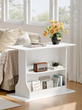 HIFYOBRO Skinny End Table for Small Spaces, 3-Tier Slim Nightstand with Double-Sided Storage, Rustic White Narrow Side Table for Living Room Bedroom Office, Easy Assembly