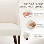 Upholstered Dining Chairs Set of 6, Mid Century Modern Kitchen Chairs with Back, Farmhouse Fabric Side Dining Room Chairs with Wood Legs for Dining Room Restaurant, Beige