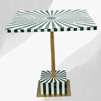 Handcrafted Green White Bone Inlay Side Table Sunburst Design Brass Pedestal Accent Table Modern End Table for Living Room Bedroom Home Decor